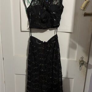 Black Sequin Two-Piece Dress